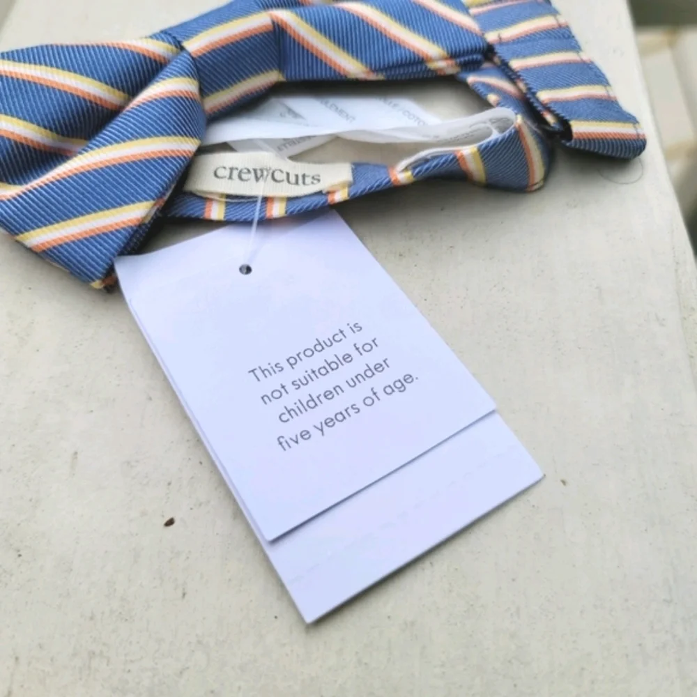 New! J. Crew Crewcuts Boys Blue Yellow Striped Bow-Tie NWT